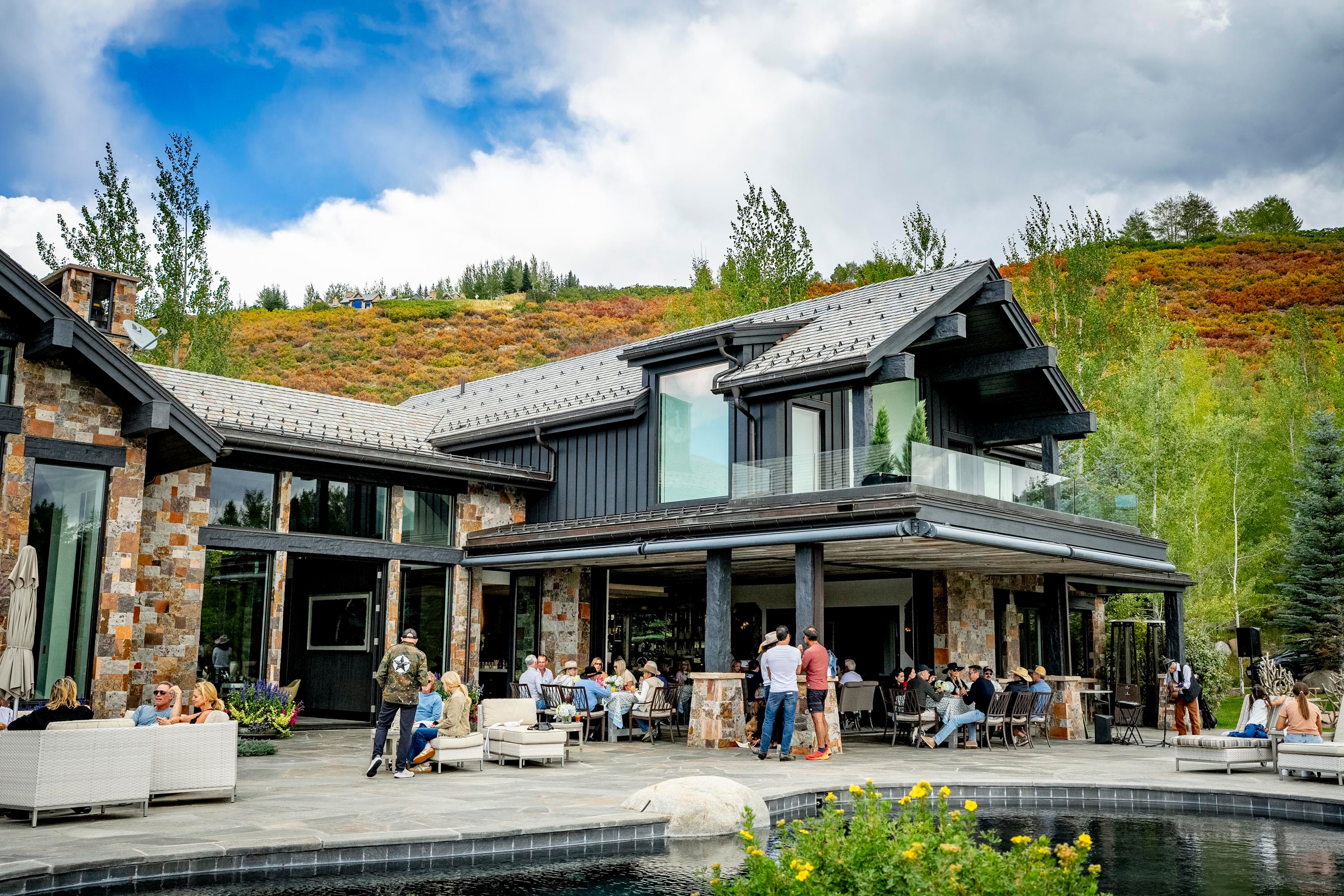 Relaxed gathering at a private mountain residence